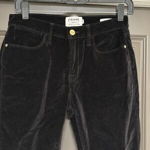 FRAME Le High Skinny Noir Velvet Pants 26